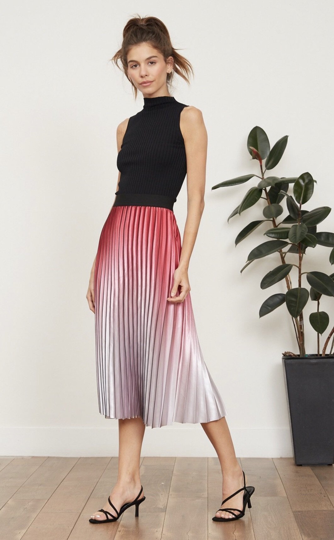 Ombrea Pleated Midi Skirt Lucy Paris