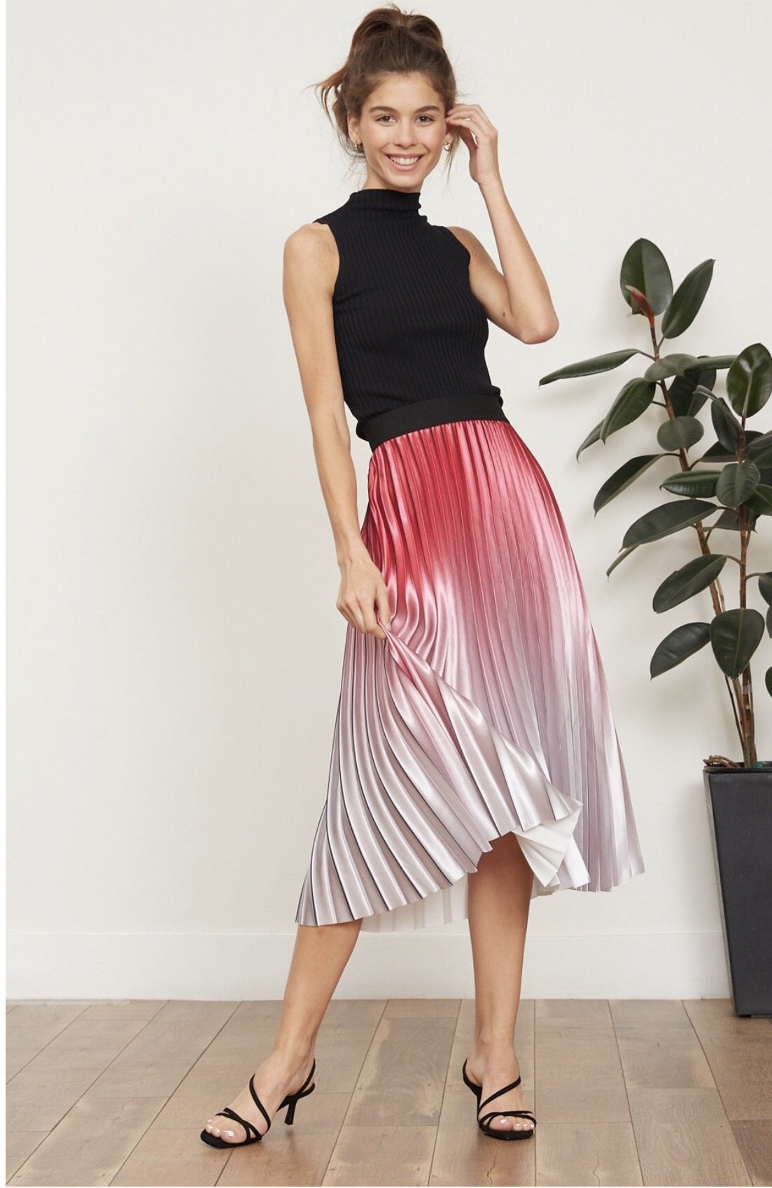 Ombrea Pleated Midi Skirt Lucy Paris