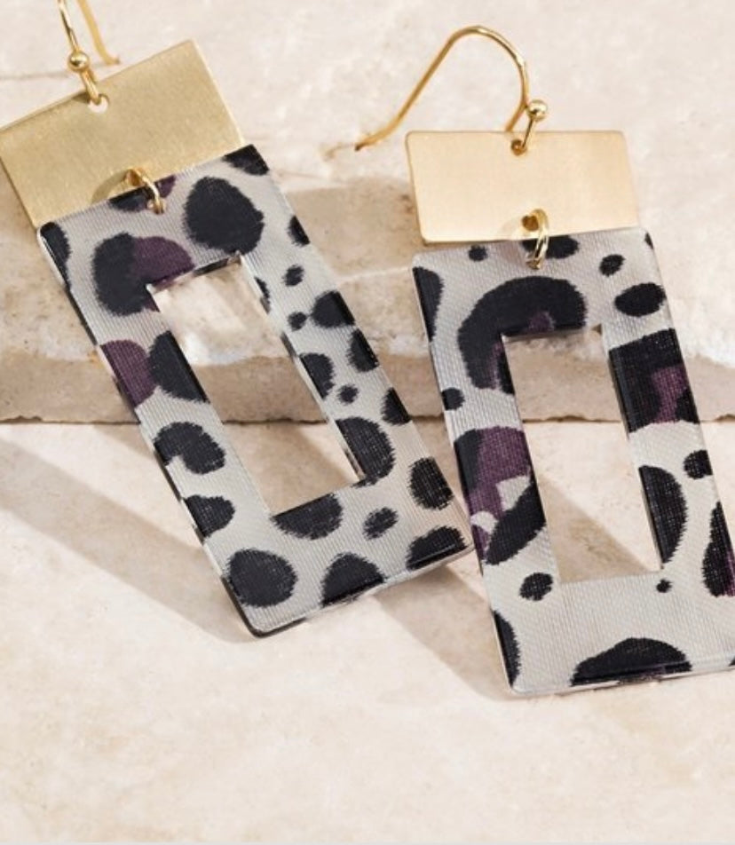 Leopard Square Earrings