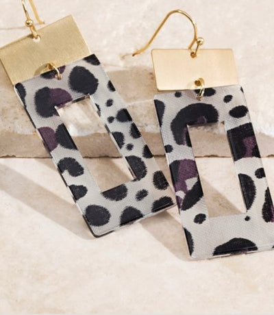 Leopard Square Earrings