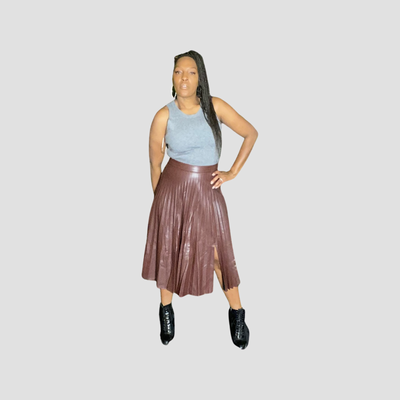 Paris Pleated faux Leather Skirt